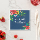 フォークブーケ – Blue Boho Mr 結婚 & Mrs. スタンダードカクテルナプキン (インサイチュ)