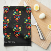 フォークポルトガルの開花ハート キッチンタオル (四つ折り)