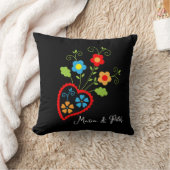 フォークポルトガル咲きハート装飾用クッション クッション (ブランケット)