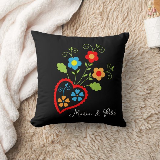 フォークポルトガル咲きハート装飾用クッション クッション (ブランケット)