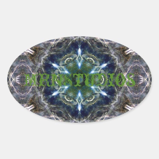 フォークマンダラクラシックラウンドステッカー 楕円形シール (正面)