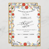 フォークメキシコフローラスリーエスタ誕生日招待状 招待状 (正面/裏面)