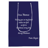 フォークメッセージ付きクリスマスカスタム抱き枕 ミディアムペーパーバッグ (裏面)