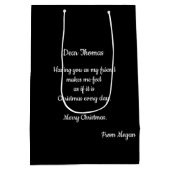 フォークメッセージ付きクリスマスカスタム抱き枕 ミディアムペーパーバッグ (裏面)