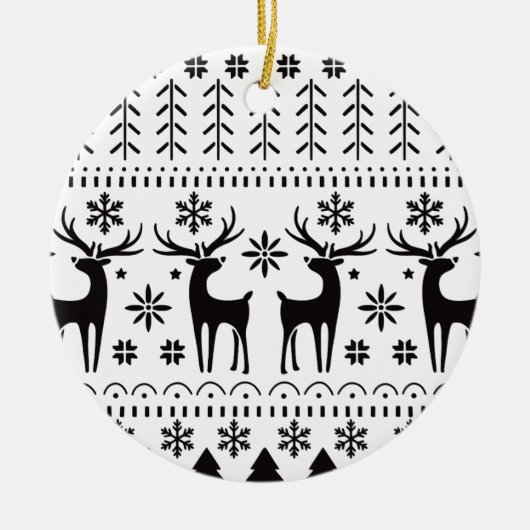 フォークモダンアートクリスマストインデア セラミックオーナメント (正面)