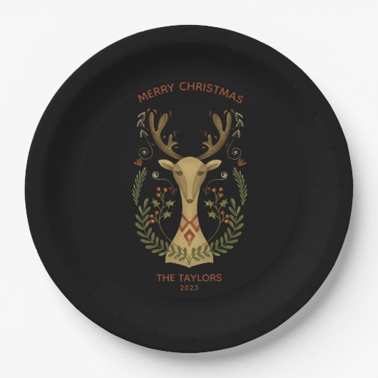 フォークモダンアートクリスマストナディアススクエアステッカー ペーパープレート (正面)