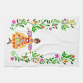 フォークモダンアートメキシコスタイルフラワーガール キッチンタオル (横)
