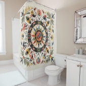 フォークモチーフインディシンボルオーナメント装飾フォルクル シャワーカーテン (インサイチュ)