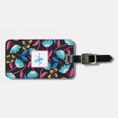 フォークモノグラムのアートフローラルパターン ラゲッジタグ (正面横)