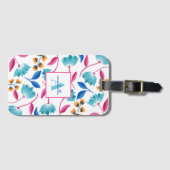 フォークモノグラムのアートフローラルパターン ラゲッジタグ (正面横)
