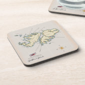 フォークランド図解入りの、写真付きの諸島の地図。 コースター (左側)