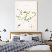 フォークランド諸島のイラスト地図 キャンバスプリント (インサイチュ (寝室))