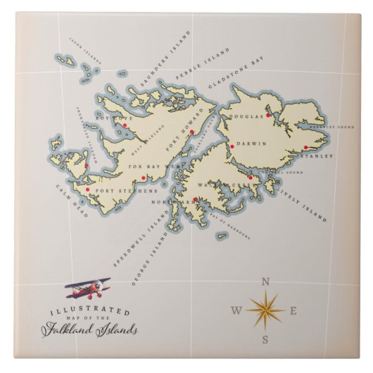 フォークランド諸島のイラスト地図 タイル (正面)