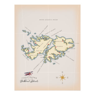 フォークランド諸島のイラスト地図 フォトプリント           