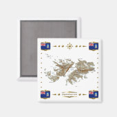 フォークランド諸島の地図+フラッグマグネット マグネット (正面/裏面)