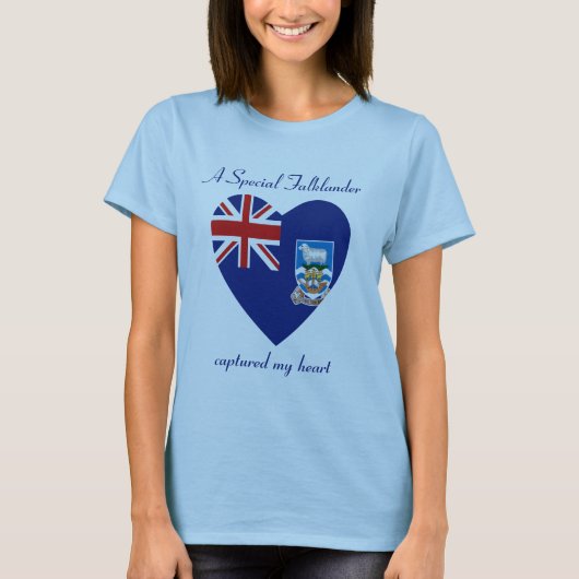 フォークランド諸島の旗のハートTシャツ Tシャツ (正面)
