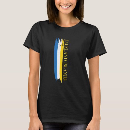 フォークランド諸島国旗の色のストライプ Tシャツ (正面)