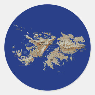 フォークランド諸島地図ステッカー ラウンドシール