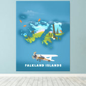 フォークランド諸島 イラスト風地図 キャンバスプリント (インサイチュ (ウッドフロア))