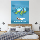 フォークランド諸島 イラスト風地図 キャンバスプリント (インサイチュ (寝室))