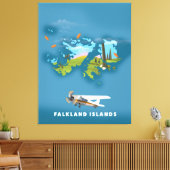 フォークランド諸島 イラスト風地図 キャンバスプリント (インサイチュ (リビング))