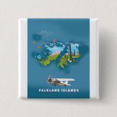フォークランド諸島 イラスト風地図 缶バッジ (正面)