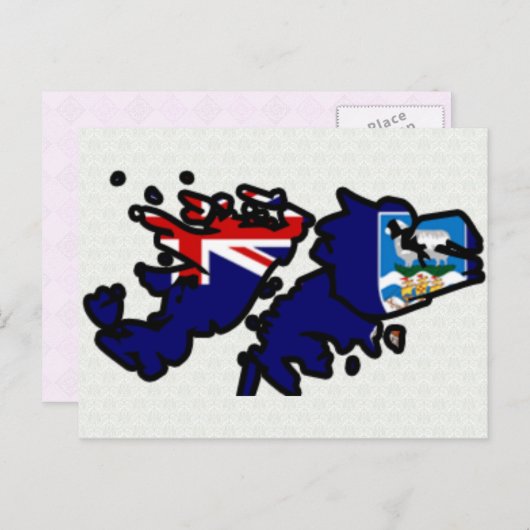 フォークランド(マルビナス)諸島国旗の地図の全大 ポストカード (正面/裏面)