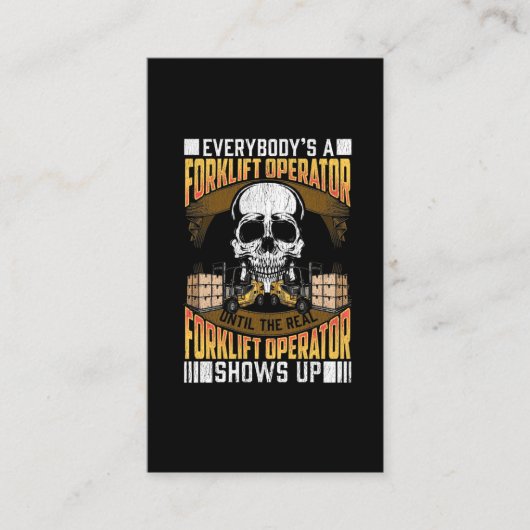 フォークリフトおもしろいオペレータ倉庫従業員のユーモア 名刺 (正面)
