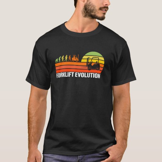 フォークリフトおもしろい進化フォークリフト運転士 Tシャツ (正面)