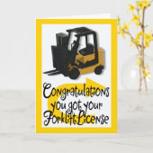 フォークリフトのライセンスおめでとう カード (黄色い花)