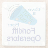 フォークリフトの操作者に大声で叫ぶ ガラスコースター (裏面)