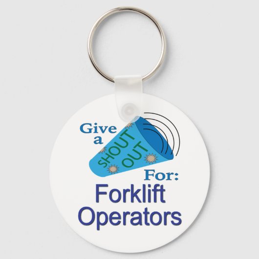 フォークリフトの操作者に大声で叫ぶ キーホルダー (正面)