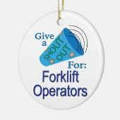 フォークリフトの操作者に大声で叫ぶ セラミックオーナメント (左)