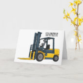 フォークリフトの漫画イラストレーション カード (黄色い花)