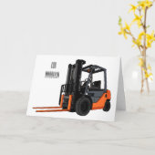 フォークリフトの漫画イラストレーション カード (黄色い花)