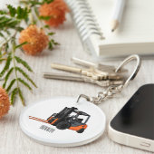 フォークリフトの漫画イラストレーション キーホルダー (正面右)