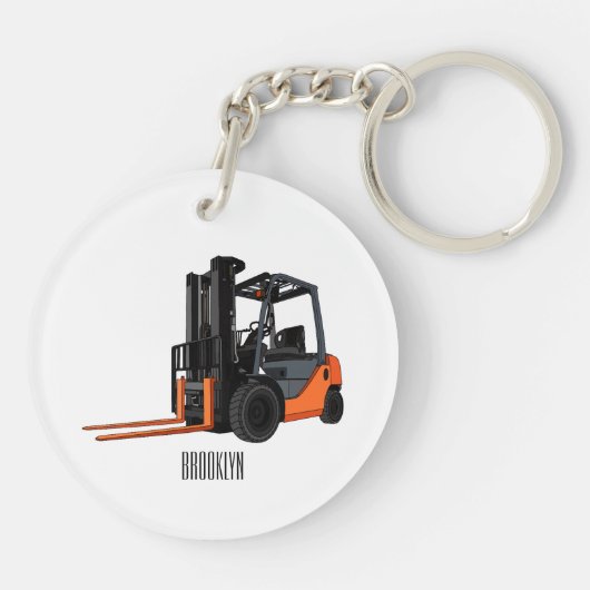 フォークリフトの漫画イラストレーション キーホルダー (裏面)
