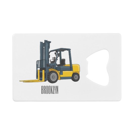 フォークリフトの漫画イラストレーション クレジットカード栓抜き (正面(横))