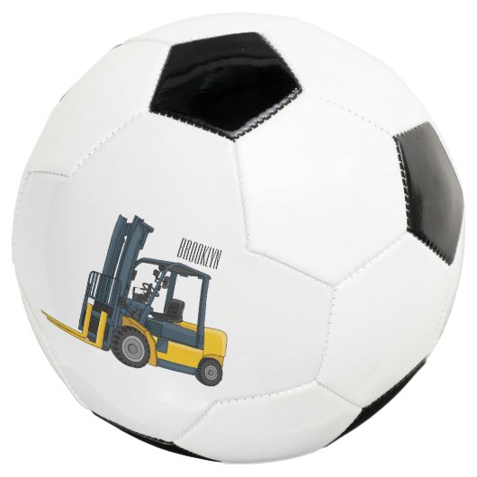 フォークリフトの漫画イラストレーション サッカーボール (3/4)