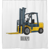 フォークリフトの漫画イラストレーション シャワーカーテン (正面)