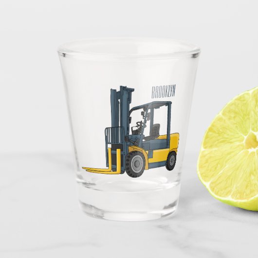 フォークリフトの漫画イラストレーション ショットグラス (正面)