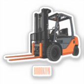 フォークリフトの漫画イラストレーション シール (正面)