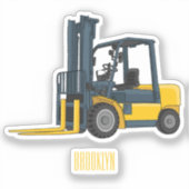 フォークリフトの漫画イラストレーション シール (正面)