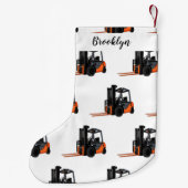 フォークリフトの漫画イラストレーション スモールクリスマスストッキング (裏面)