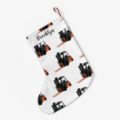 フォークリフトの漫画イラストレーション スモールクリスマスストッキング (裏面 (吊り時))