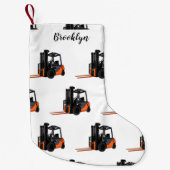 フォークリフトの漫画イラストレーション スモールクリスマスストッキング (正面)