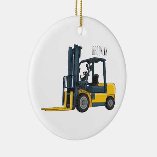 フォークリフトの漫画イラストレーション セラミックオーナメント (右)