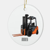 フォークリフトの漫画イラストレーション セラミックオーナメント (左)