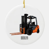 フォークリフトの漫画イラストレーション セラミックオーナメント (裏面)