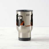 フォークリフトの漫画イラストレーション トラベルマグ (中央)